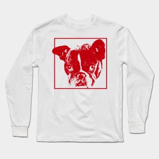 boston terrier / french bulldog red outline Long Sleeve T-Shirt
